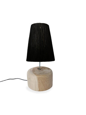 Bazar Bizar Antwerp De Raffia Teak Houten Tafellamp - Natuurlijk Zwart Bazar Bizar Antwerp De Raffia Teak Houten Tafellamp - Natuurlijk Zwart
