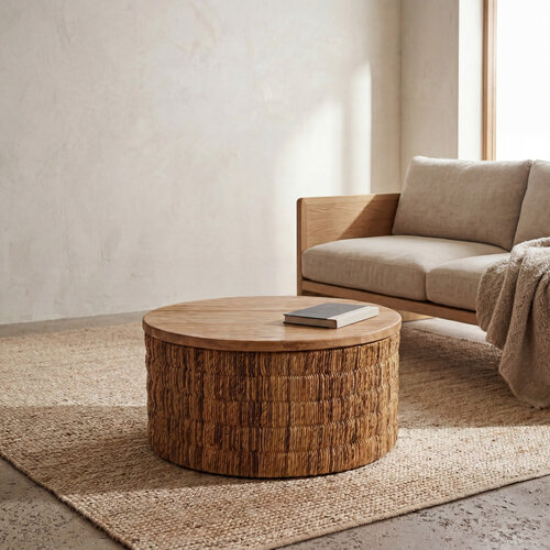 Bazar Bizar Antwerp Abaca Ronde Magani Salontafel - Natuurlijk Bazar Bizar Antwerp Abaca Ronde Magani Salontafel - Natuurlijk