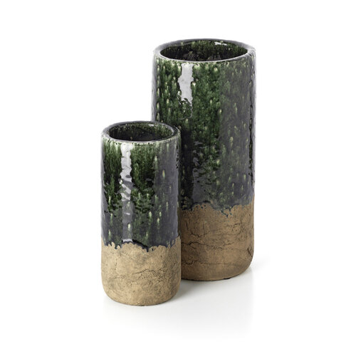 Bazar Bizar Antwerp De Moss Cilinder Vaas - Beton Groen - M Bazar Bizar Antwerp De Moss Cilinder Vaas - Beton Groen - M