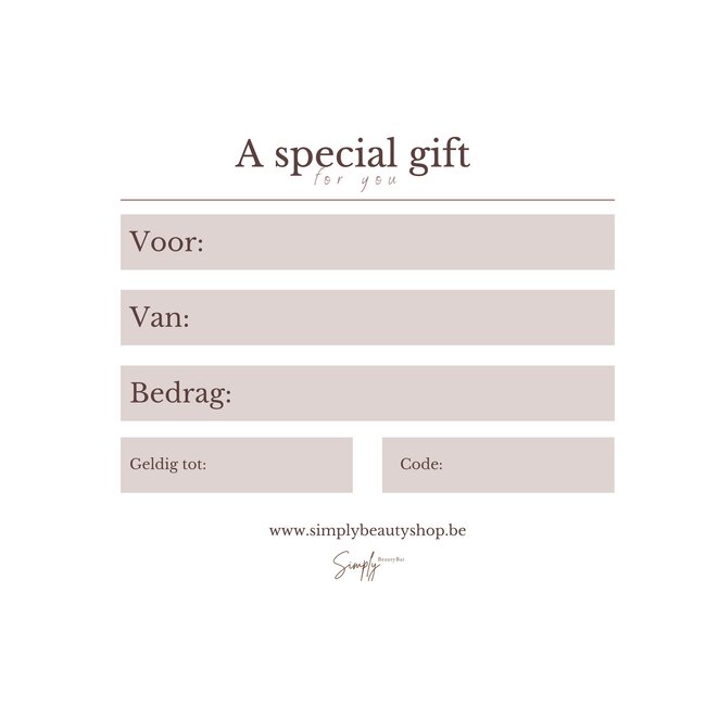 SimplyBeautyBar Cadeaubon / gift cards