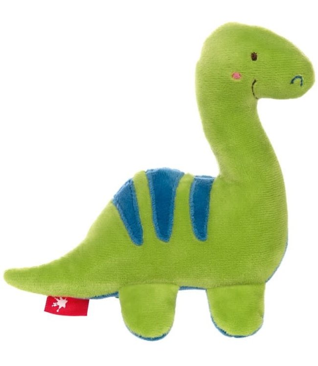 Sigikid | Grasp Toy Squeaker | Dino Groen | Red Stars | 16 cm | 0+