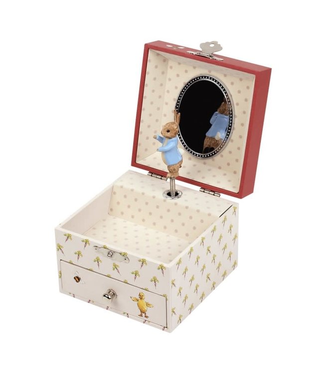 Trousselier | Houten Muziekdoos l Kubus 10,5 x 8,5 cm | Peter Rabbit© Carotte | Mozart | Menuet
