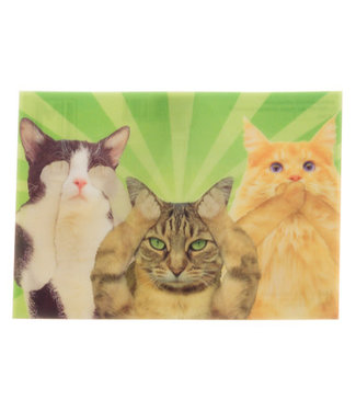 Lenticulaire Kaart Bewegend | Drie poezen | Horen, Zien en Zwijgen