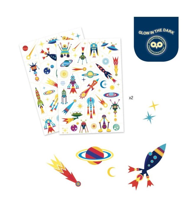 Djeco | Body Art | Tattoos | Glow in the Dark | Space Oddity | 3+