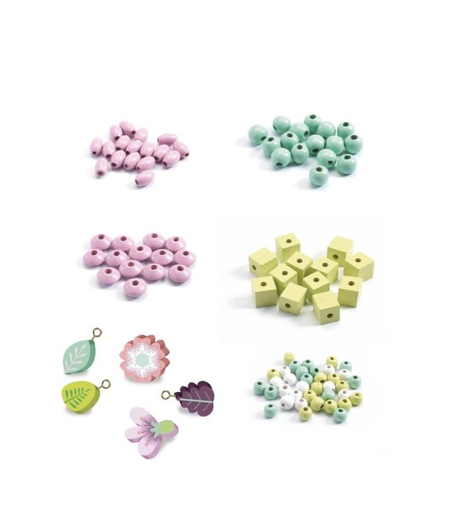 Djeco | Houten Kralen | Bladeren en Bloemen | 450 stuks | 4 - 8 jaar