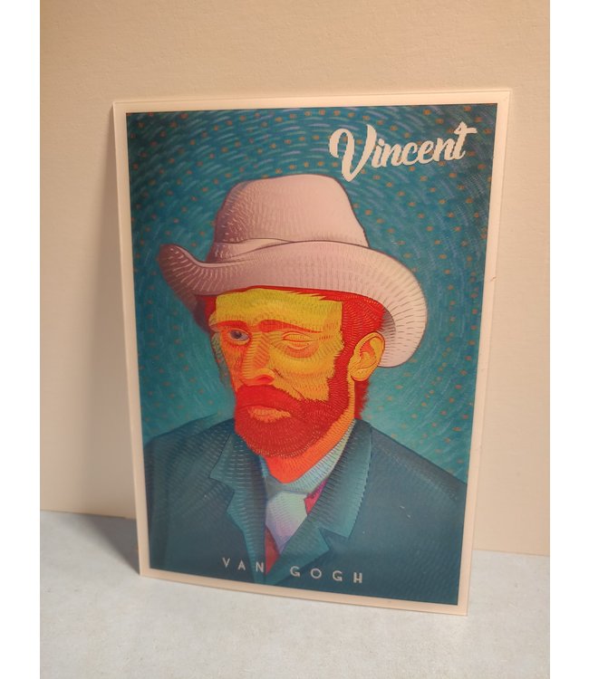 Orange Panda | Lenticulaire Kaart Bewegend | Vincent van Gogh | Self-portrait with Grey Felt Hat