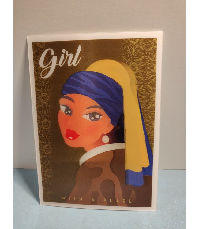 Orange Panda | Lenticulaire Kaart Bewegend | Girl with a Pearl Earring