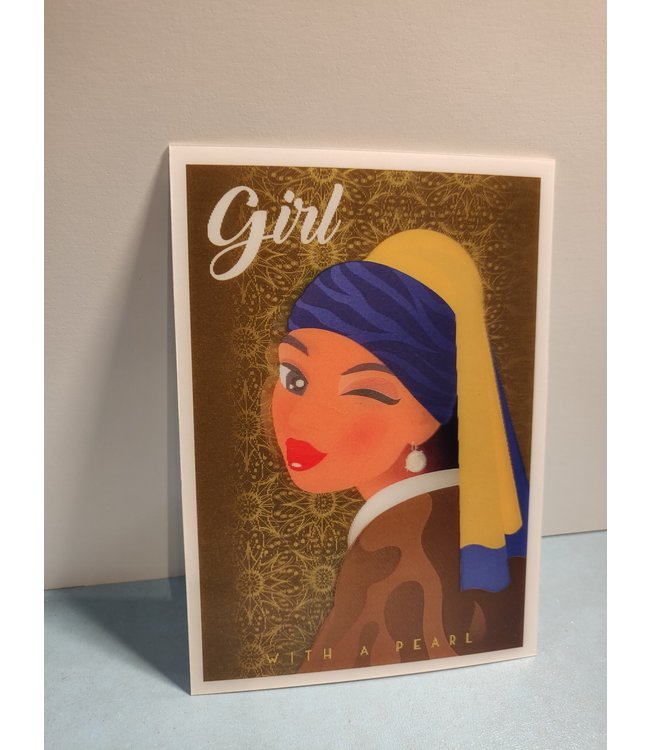 Orange Panda | Lenticulaire Kaart Bewegend | Girl with a Pearl Earring