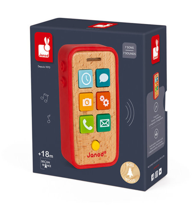 Janod | Houten Telefoon Met Geluid | 14 cm | 1+