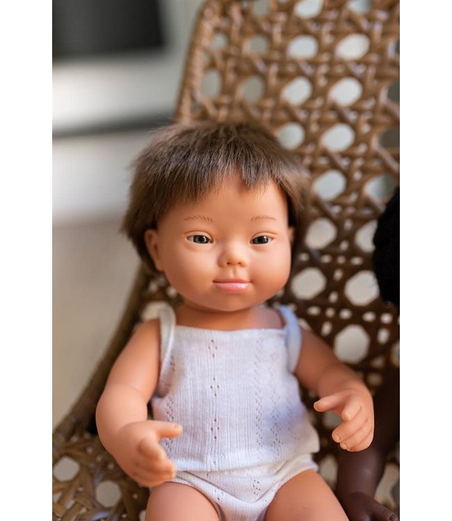 Miniland | Babypop | Waterdicht | Jongen met syndroom van Down | 38 cm | +10 mnd
