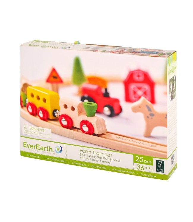 EverEarth | Houten Treinbaan | Farm train set | 25 delig | 3+