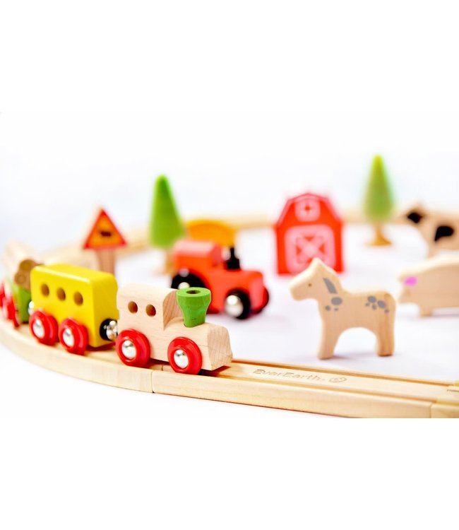 EverEarth | Houten Treinbaan | Farm train set | 25 delig | 3+