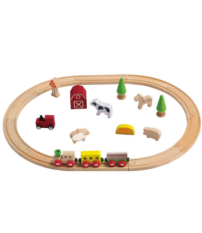 EverEarth | Houten Treinbaan | Farm train set | 25 delig | 3+
