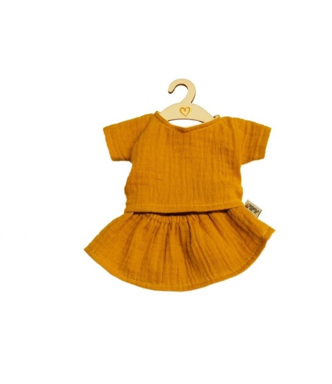 Hollie | Poppenkleding | Setje met rok | Ochre | 34 cm