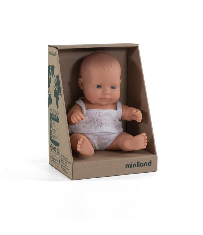 Miniland | Babypop | Waterdicht | Meisje met blauwe ogen | 21 cm | +10 mnd
