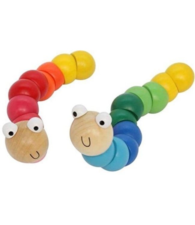 Simply For Kids  | Gekleurde Houten Friemel Worm  | 16 cm | +10 mnd