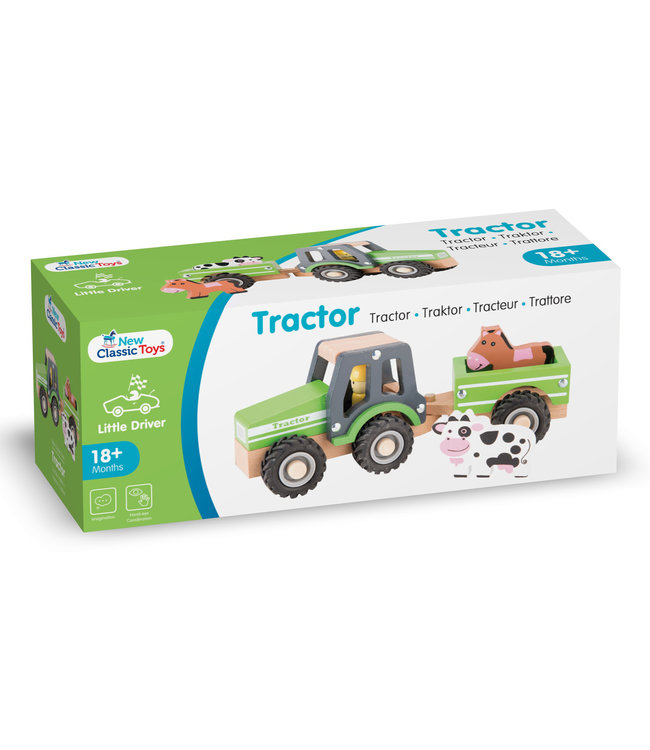 New Classic Toys | Houten Tractor | met Aanhanger en Speelfiguren | +18 mnd