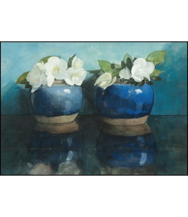 Bekking & Blitz | Jan Voerman | White azalea's in bleu ginger jars