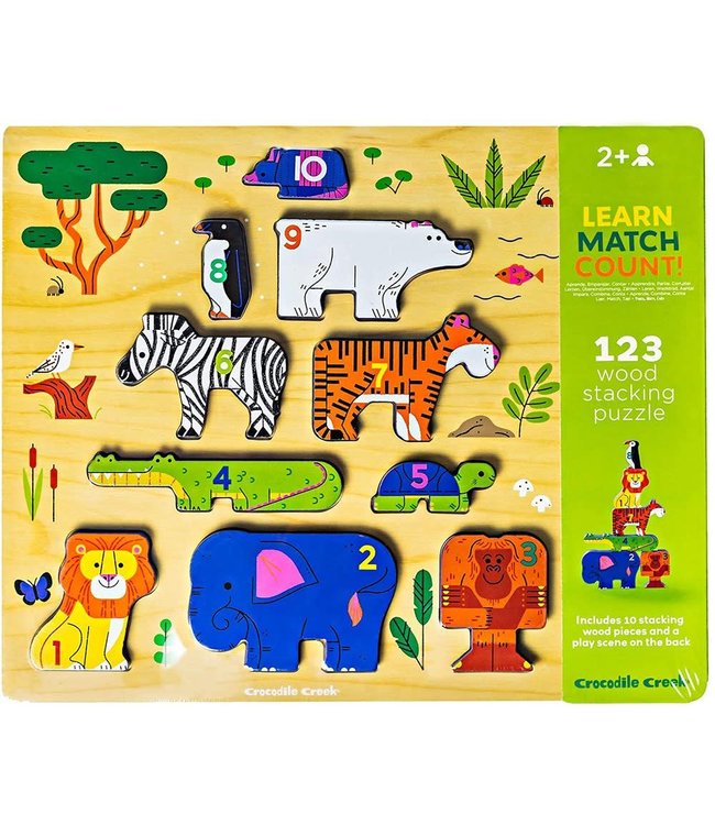 Crocodile Creek | Stacking Wood Puzzle | Learn Match Count | Zoo | 16 delig | 2+