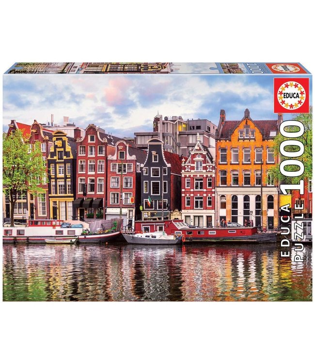 Educa | Puzzle | Amsterdam | Huizen aan de Amsterdamse Gracht | Dancing House | 1000 stukjes