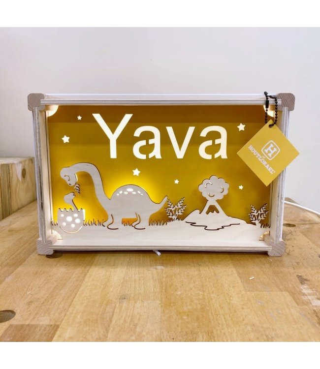 Houtlokael Nachtlampje met Eigen Naam | Thema Lamp Deluxe