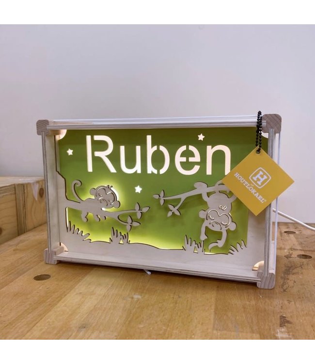 Houtlokael Nachtlampje met Eigen Naam | Thema Lamp Deluxe