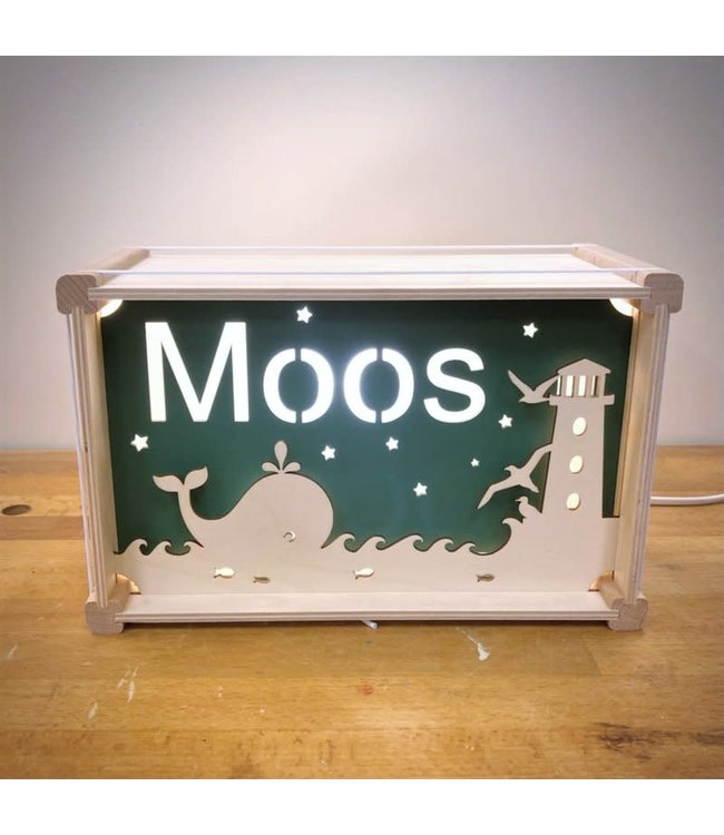 Houtlokael Nachtlampje met Eigen Naam | Thema Lamp Deluxe