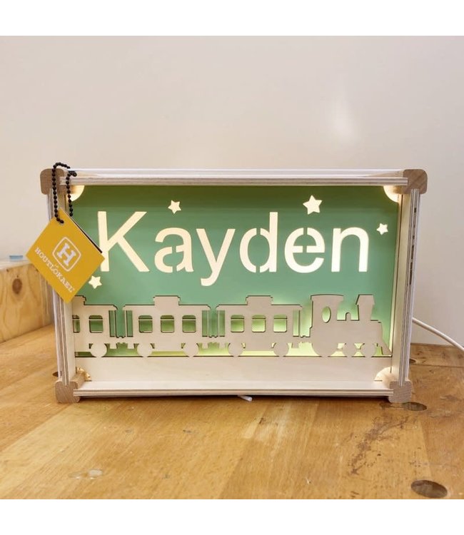 Houtlokael Nachtlampje met Eigen Naam | Thema Lamp Deluxe