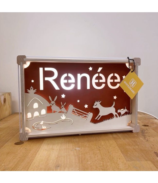 Houtlokael Nachtlampje met Eigen Naam | Thema Lamp Deluxe