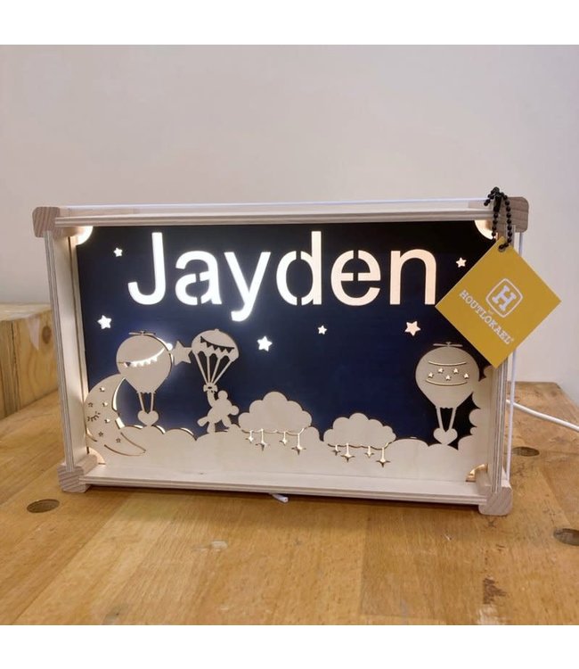 Houtlokael Nachtlampje met Eigen Naam | Thema Lamp Deluxe