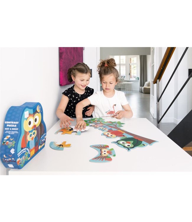 Scratch Puzzle  | Uil | Dag en Nacht | 2-zijdige puzzel | 39 stukjes | 4+