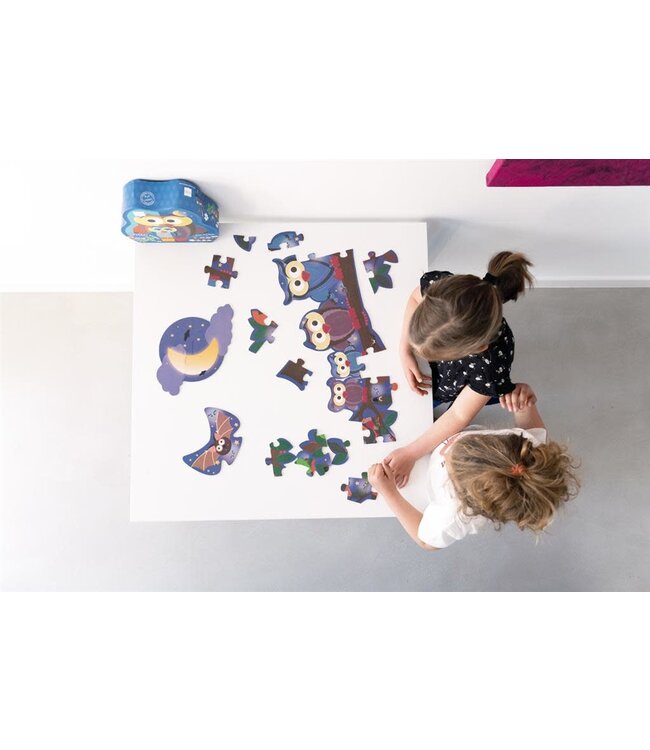 Scratch Puzzle  | Uil | Dag en Nacht | 2-zijdige puzzel | 39 stukjes | 4+
