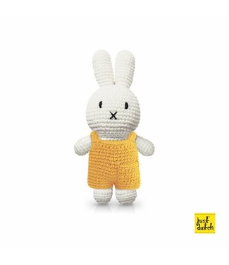 Just Dutch Gehaakte Knuffel | Miffy/Nijntje | Yellow Overall | 25 cm | 100 % Cotton | 0+
