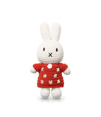 Gehaakte Knuffel | Miffy/Nijntje | Red Flower Dress | 25 cm | 100 % Cotton | 0+