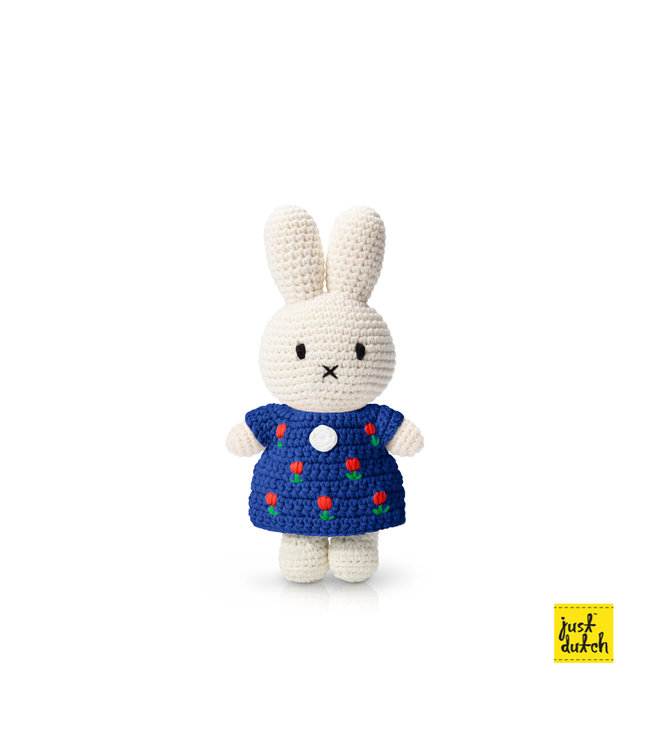 Gehaakte Knuffel | Miffy/Nijntje | Blue Tulip Dress | 25 cm | 100 % Cotton | 0+