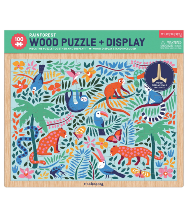 Mudpuppy | Wooden Puzzle | Rainforest | incl Standaard | 100 pieces | 5+