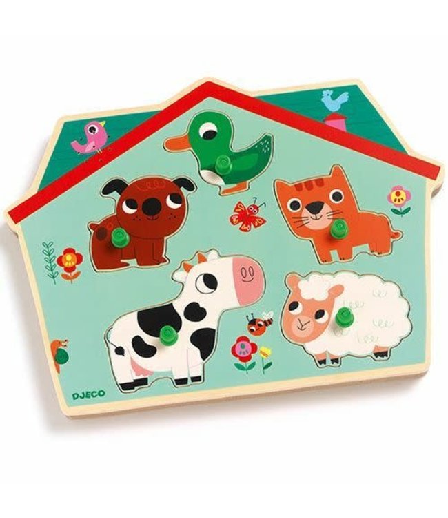 Djeco | Houten Puzzel met Geluid | Wooden Sound Puzzle | Ouaf Woof  | 1+