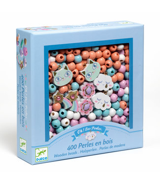 Djeco Djeco | Houten Kralen | Wooden beads, Rainbow | 400 stuks | 4 - 8 jaar