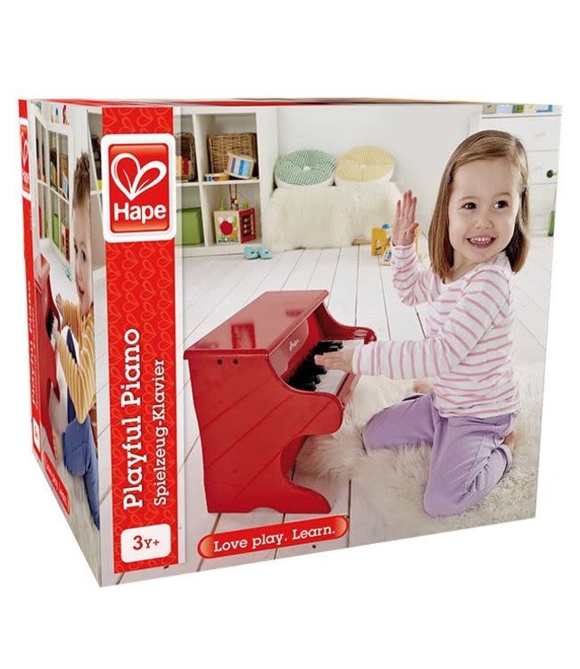 Hape | Playful Mechanical Wooden Piano | Red | 33 cm | 3+