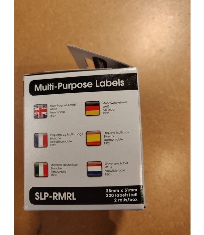 Seiko Instruments USA Inc. | SLP-RMRL | Seiko verwijderbare multifunctionele labels | Wit | 28mm x 51 mm | 2 rolls in box