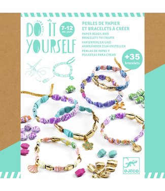 Djeco Djeco | Do it Yourself | Paper Beads and Bracelets | Stylish and Golden  | +35 bracelets | 7+