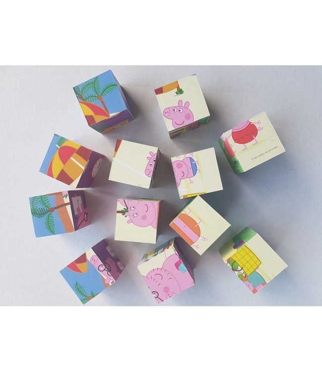 Dino Toys | Kubuspuzzel | Peppa Pig | 6 puzzels | 12 Blokken | 3+