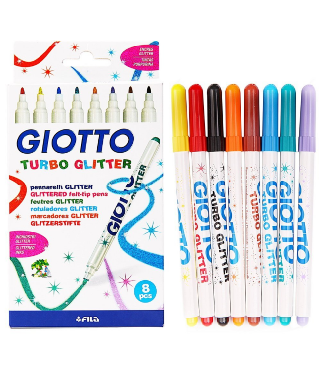 Giotto | Turbo Glitter Viltstift | 8 stuks | 3+