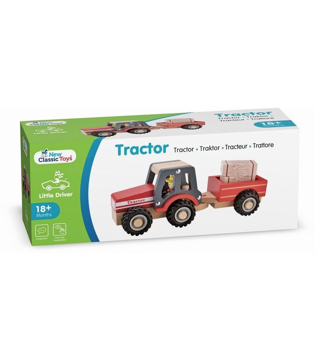 New Classic Toys | Houten Tractor | met Aanhanger en Hooibalen | +18 mnd