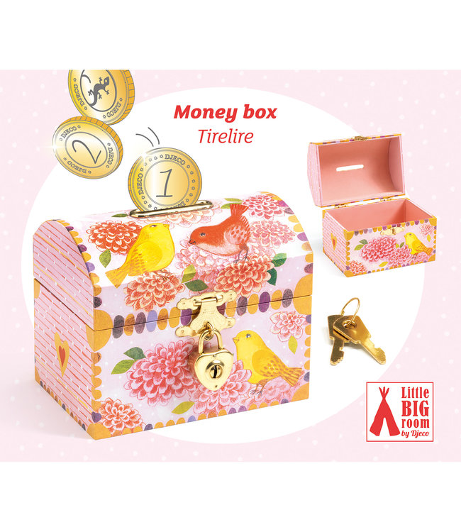Djeco | Spaarpot | Schatkist | 8 x 12 x 10 cm | Vogels