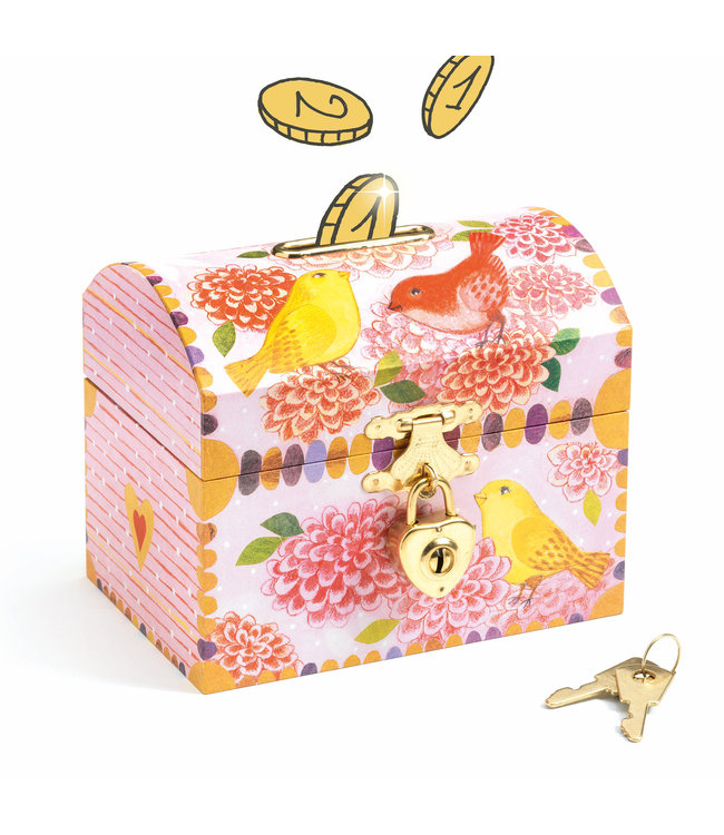 Djeco | Spaarpot | Schatkist | 8 x 12 x 10 cm | Vogels