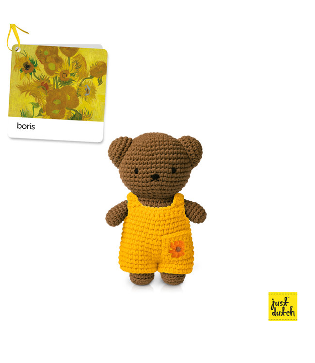 Gehaakte Knuffel | Boris | Sunflower  Overall | 20 cm | 100 % Cotton | 0+
