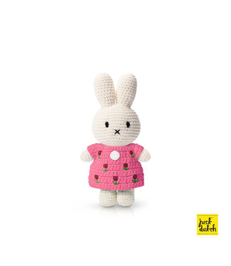 Just Dutch Gehaakte Knuffel | Miffy/Nijntje | Pink Tulip Dress | 25 cm | 100 % Cotton | 0+