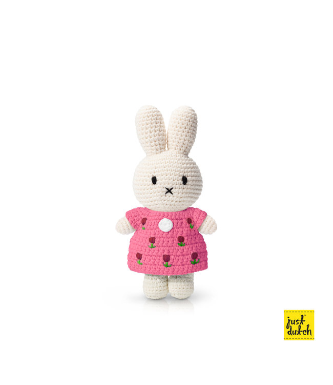 Gehaakte Knuffel | Miffy/Nijntje | Pink Tulip Dress | 25 cm | 100 % Cotton | 0+