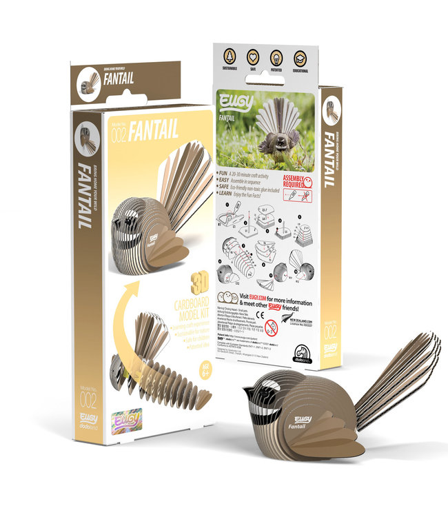 Eugy | 3D Cardboard Model Kit | Bird Life | Fantail | 6+